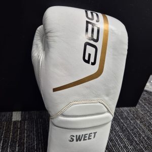 SBG Top quality leather lace up sparring glove white