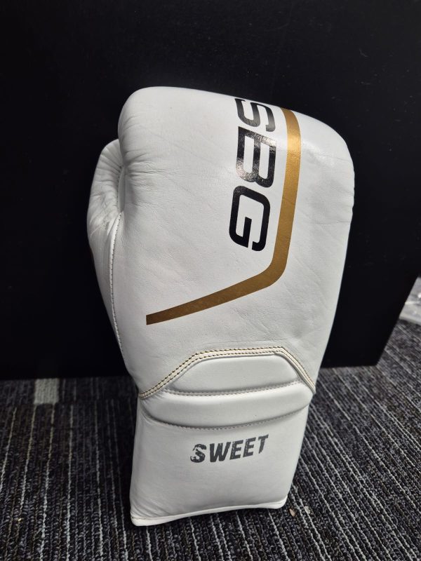 SBG Top quality leather lace up sparring glove white