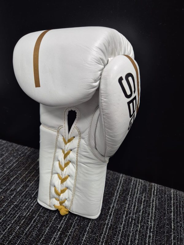 SBG Top quality leather lace up sparring glove white lace
